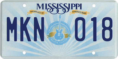 MS license plate MKN018