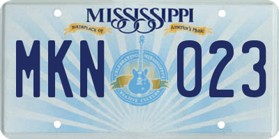 MS license plate MKN023