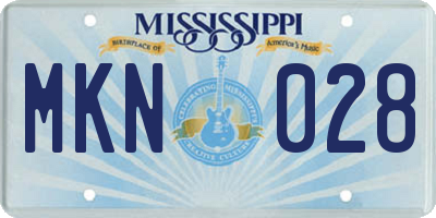 MS license plate MKN028