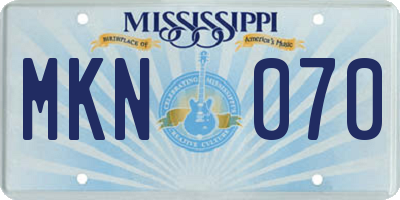 MS license plate MKN070