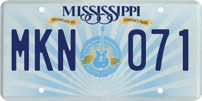 MS license plate MKN071