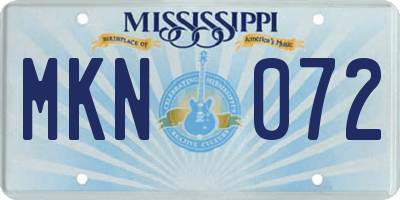 MS license plate MKN072