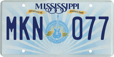 MS license plate MKN077