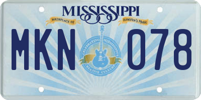 MS license plate MKN078