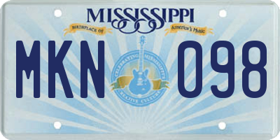MS license plate MKN098