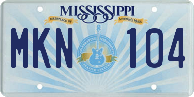MS license plate MKN104
