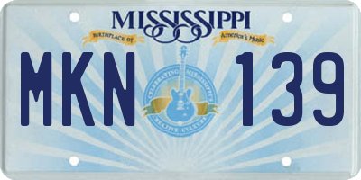 MS license plate MKN139