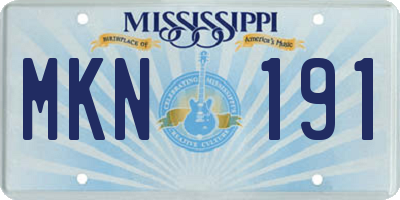 MS license plate MKN191