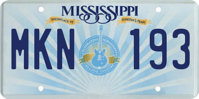 MS license plate MKN193