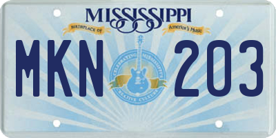 MS license plate MKN203
