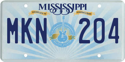MS license plate MKN204