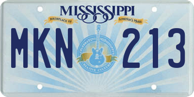 MS license plate MKN213