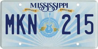 MS license plate MKN215