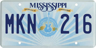 MS license plate MKN216