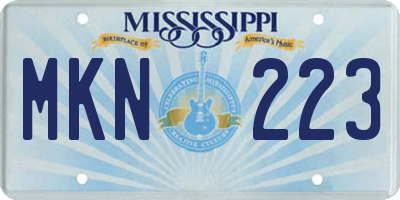 MS license plate MKN223