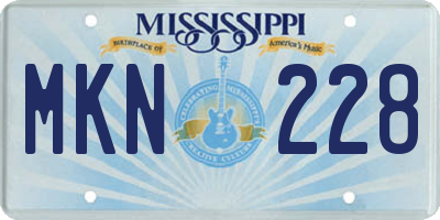 MS license plate MKN228