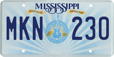 MS license plate MKN230