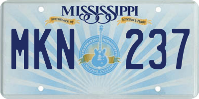 MS license plate MKN237