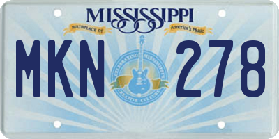 MS license plate MKN278