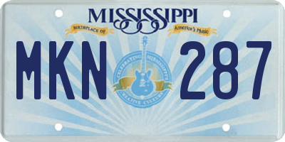 MS license plate MKN287