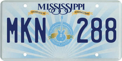 MS license plate MKN288
