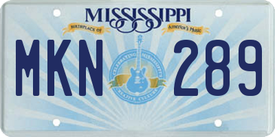 MS license plate MKN289
