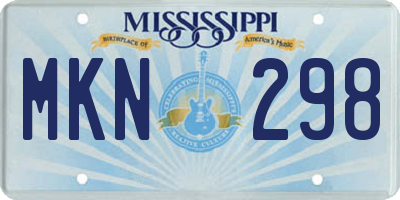 MS license plate MKN298