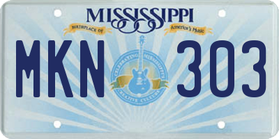MS license plate MKN303