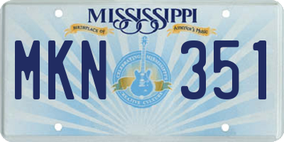 MS license plate MKN351