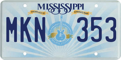 MS license plate MKN353
