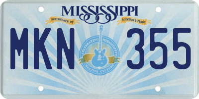 MS license plate MKN355