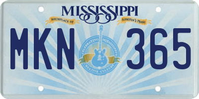 MS license plate MKN365