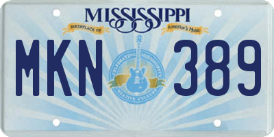 MS license plate MKN389