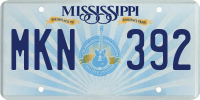 MS license plate MKN392