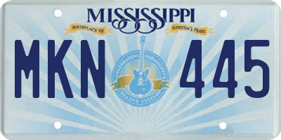 MS license plate MKN445