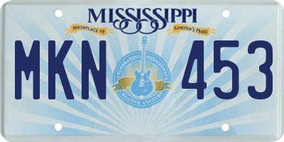 MS license plate MKN453