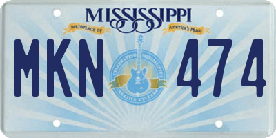 MS license plate MKN474