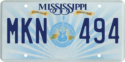 MS license plate MKN494