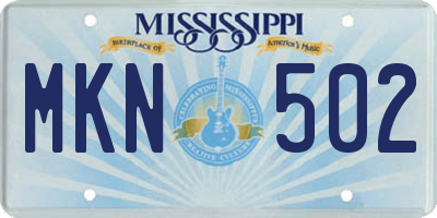 MS license plate MKN502