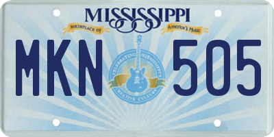 MS license plate MKN505