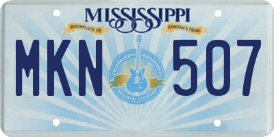 MS license plate MKN507