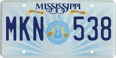 MS license plate MKN538