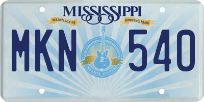 MS license plate MKN540