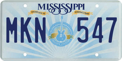 MS license plate MKN547