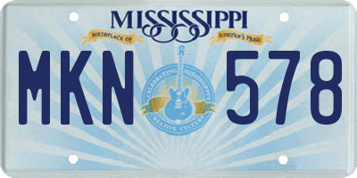 MS license plate MKN578