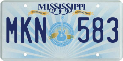 MS license plate MKN583