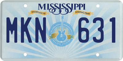 MS license plate MKN631