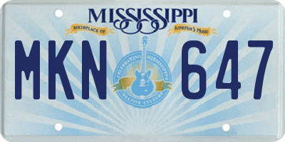 MS license plate MKN647
