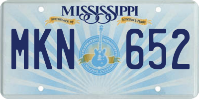 MS license plate MKN652
