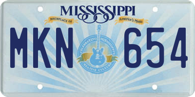 MS license plate MKN654